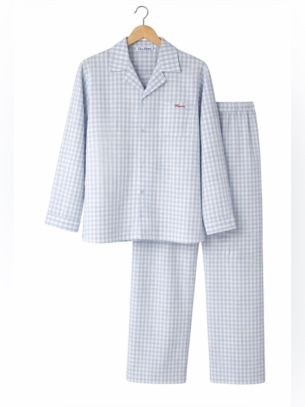 Sky Blue and White Checkered Pajama Set
